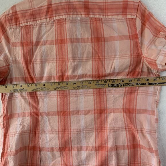 Tommy Hilfiger Shirt Women XL Plaid Salmon Vibrant Lightweight Collared Summer - Picture 5 of 9